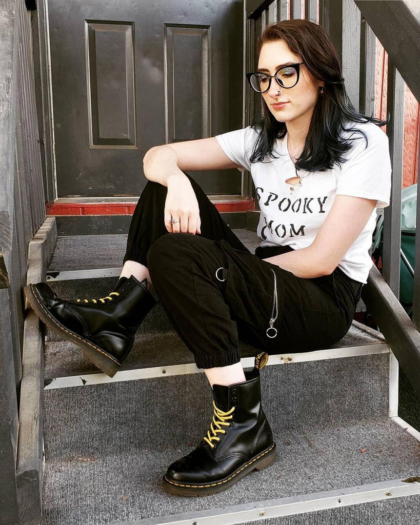 1460 greasy leather lace up sales boots womens