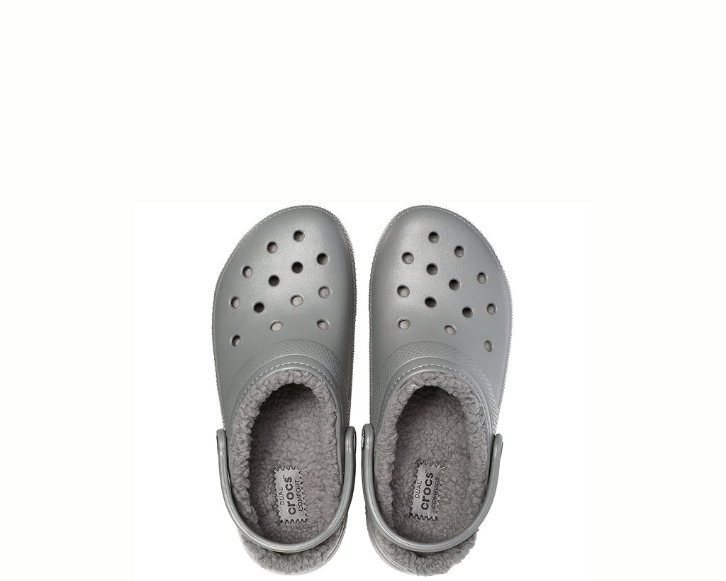 Grey furry hot sale crocs